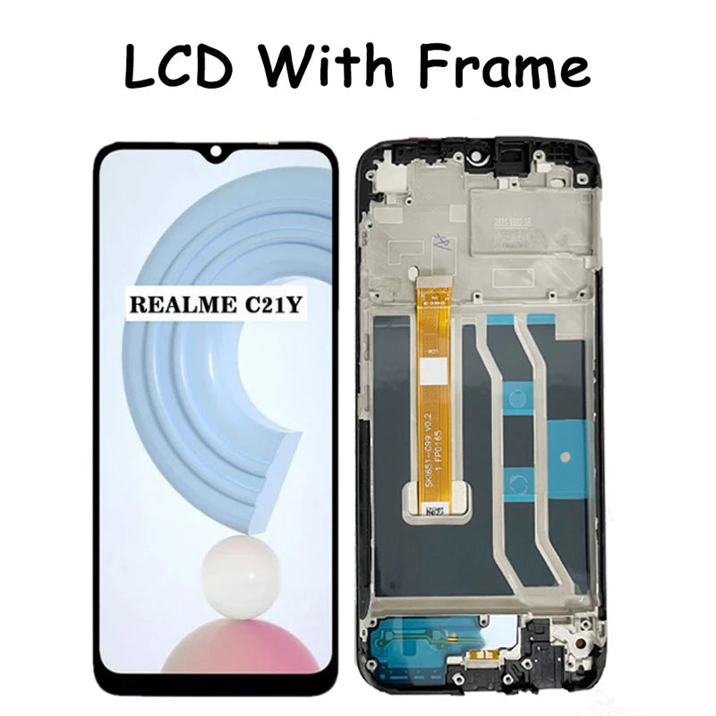 6.5" Screen For Oppo Realme C21Y RMX3261 LCD Display Touch Screen with Frame For Oppo C21Y RMX3263 LCD Replacement Oppo phone repair parts Realme phone repair parts