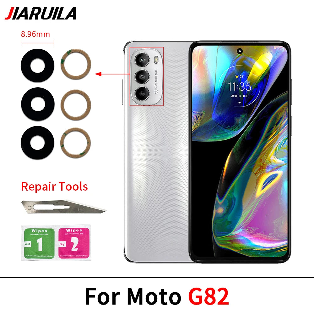 100Pcs, Back Rear Camera Glass Lens With Adhesive For Moto G22 G32 G42 G52 G62 G13 G23 G53 G73 G14 G24 G34 G54 G84 G04 G82 5G Motorola phone repair parts