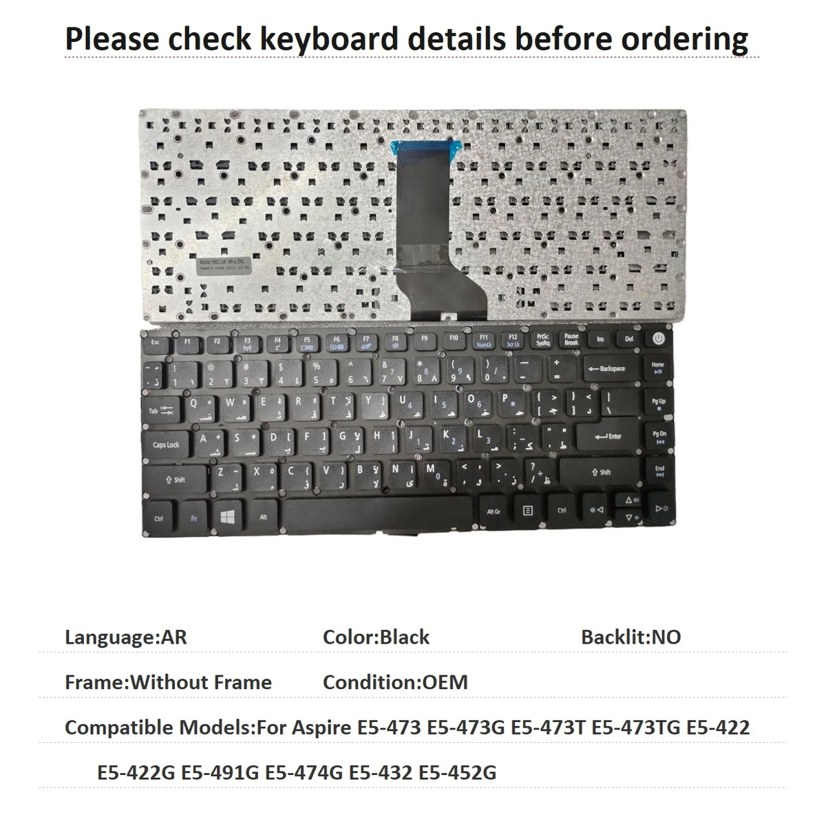 US RU SP AR BR Keyboard For Acer Aspire E5-473 E5-473G E5-473T E5-473TG E5-422 E5-422G E5-491G E5-474G E5-432 E5-452G Acer laptop repair parts