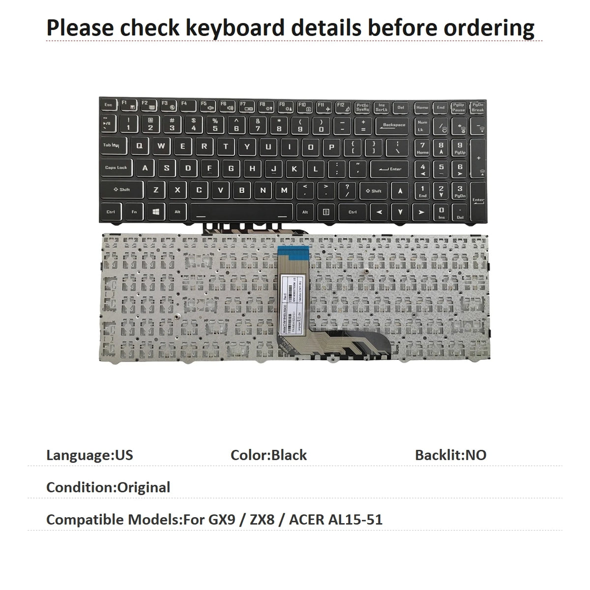New US Russian Language RGB Keyboard For HASEE GX9 / ZX8 / ACER AL15-51 Notebook PC Replacement Keyboard