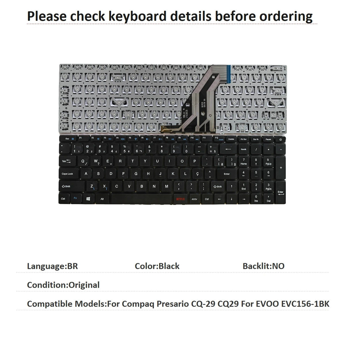 New US Russian Spanish Brazil Language Keyboard For HP Compaq Presario CQ-29 CQ29 For EVOO EVC156-1BK Replacement Keyboard HP laptop repair parts