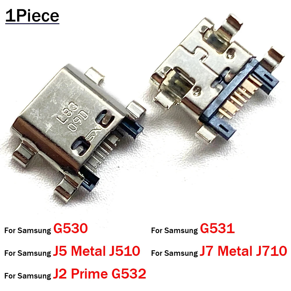 100Pcs, USB charge connector For Samsung J1 J2 J3 J5 J7 metal Prime G530 g532 j510 j710 G570 G610 charging port socket Samsung phone repair parts