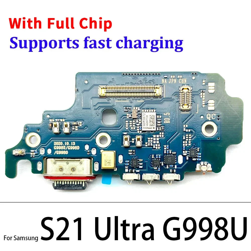 Dock Connector USB Charger Charging Board Port Microphone Flex Cable Board For Samsung S20 S21 Plus Ultra Fe 4G 5G G981B G986B Samsung phone repair parts