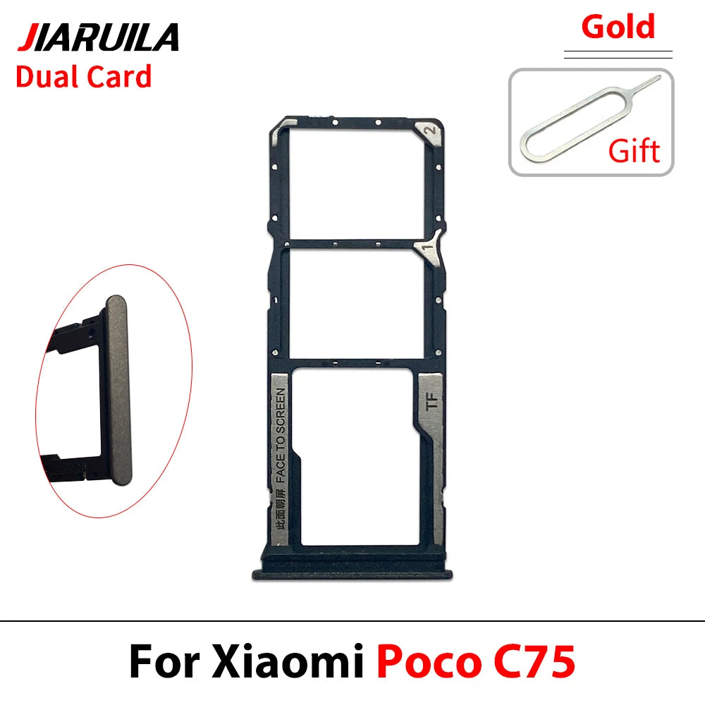 New SIM Card Slot SD Card Tray Holder Adapter For Xiaomi Poco C40 C65 C75 Repair Parts Xiaomi Xiao mi phone repair parts