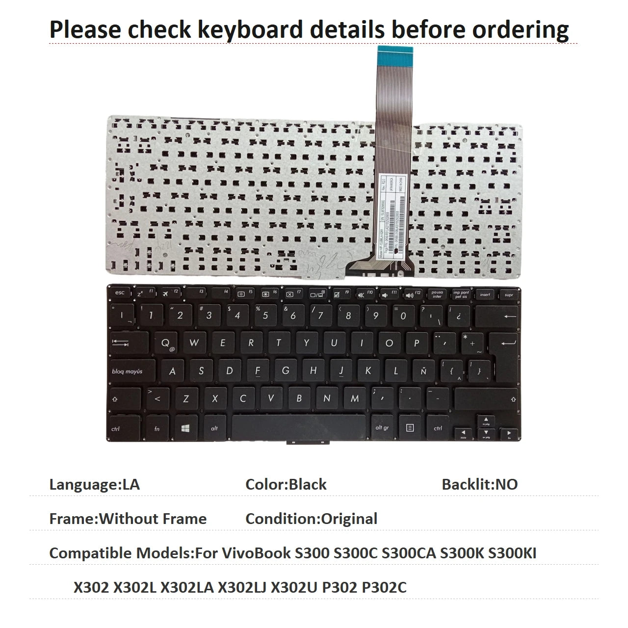 New US Latin Language Keyboard For ASUS VivoBook S300 S300C S300CA S300K S300KI X302 X302L X302LA X302LJ X302U P302 P302C ASUS laptop repair parts