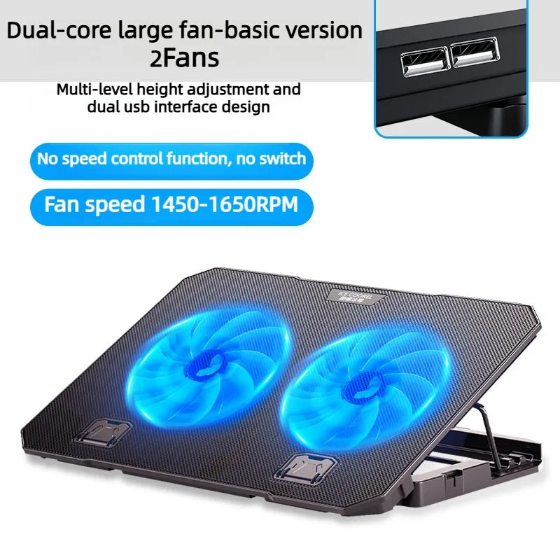 Dual USB 4000RPM 14"-17.3" 12quiet fans Ice Notebook laptop Gaming Cooling Stand Foldable Variable speed Cooler LED Light Fan