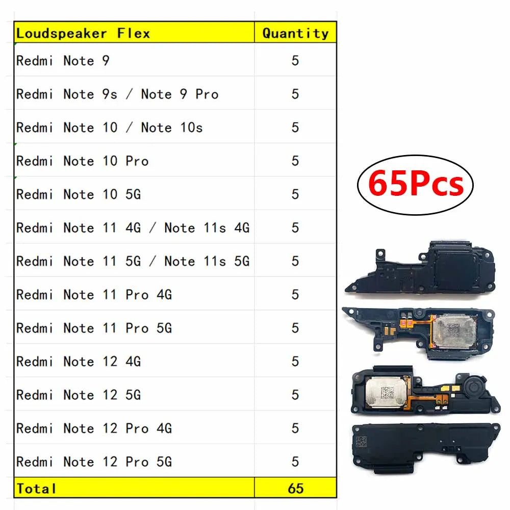 26Pcs, Loud Speaker Buzzer Ringer For Xiaomi Redmi Note 9 9s 10 10s 11 11s 12 Pro 4G 5G Loudspeaker Accessories Xiaomi Xiao mi phone repair parts