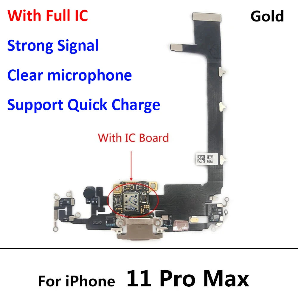 New USB Charging Port Charger Board Flex Cable For Iphone 11 Pro 11Pro Max Dock Connector With Microphone iPhone phone repair parts