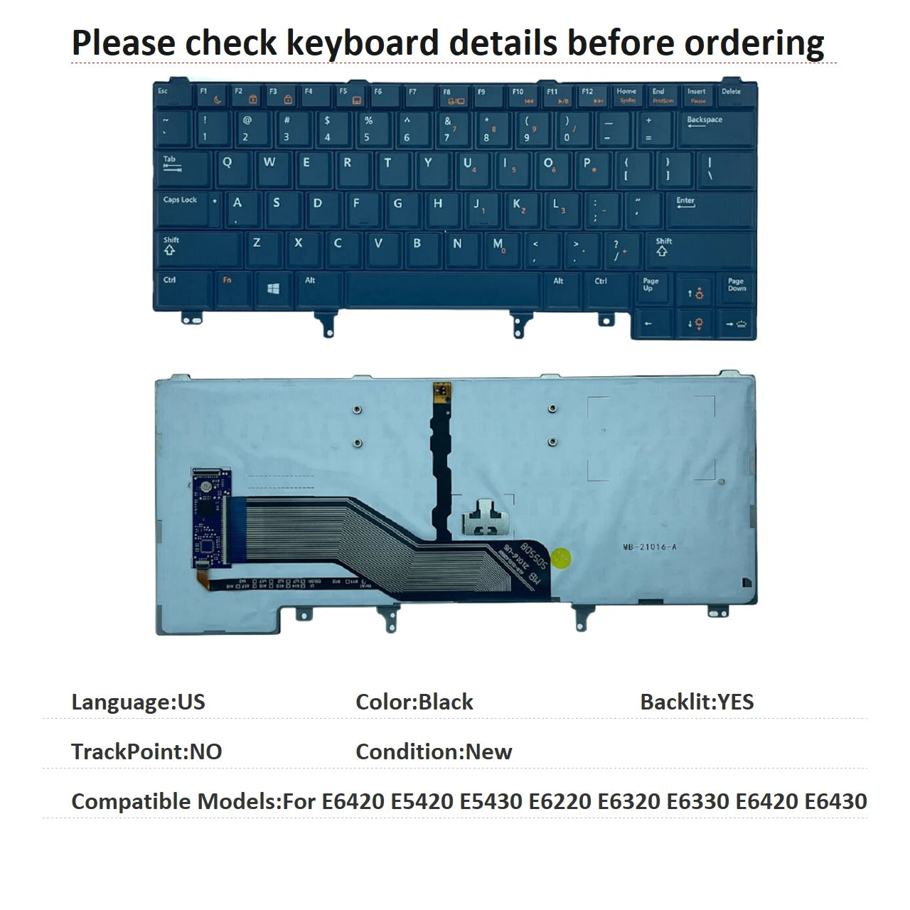 New US Language Backlit Keyboard For Dell E6420 E5420 E5430 E6220 E6320 E6330 E6420 E6430 Replacement Keyboard NSK-DV2UCDell laptop repair parts