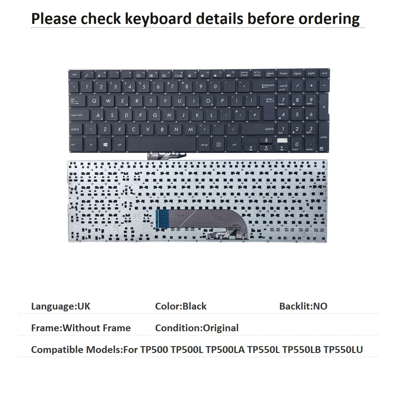 New US Russian UK Language Keyboard For ASUS TP500 TP500L TP500LA TP550L TP550LB TP550LU Notebook PC Replacement Keyboard ASUS laptop repair parts
