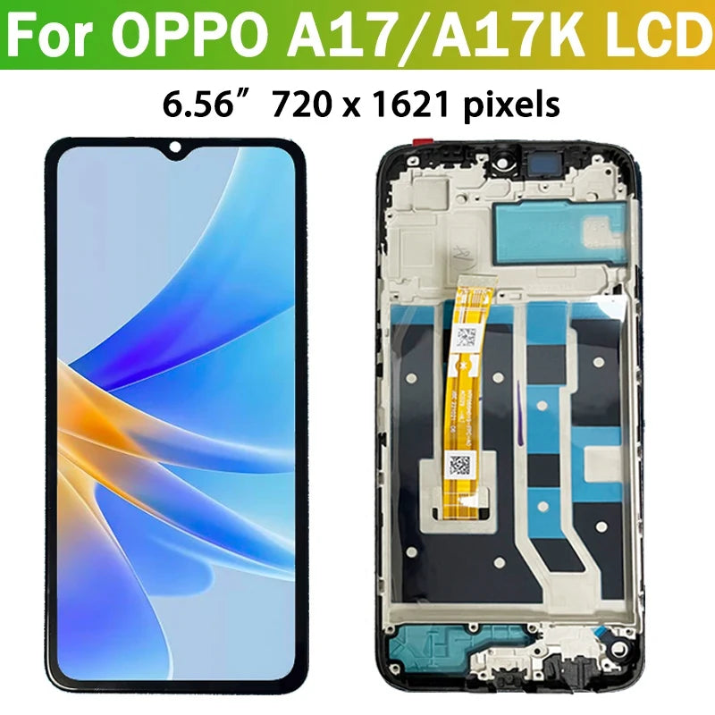6.56" Screen For Oppo A17 LCD CPH2477 Display Screen Replacement For Oppo A17K LCD CPH2471 Digital Touch Screen Assembly Oppo phone repair parts Realme phone repair parts