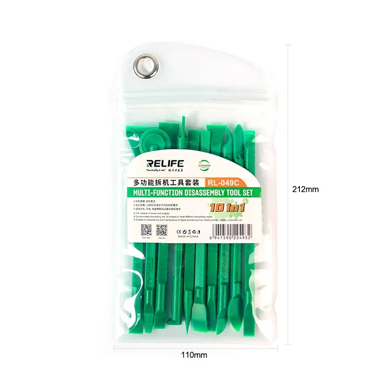RELIFE RL-049C 10 IN 1 Multifunctional Disassembly Tool Set for Dismantling Mobile Phones High Quality Bilateral Crowbar Kit Professional Repair Tools