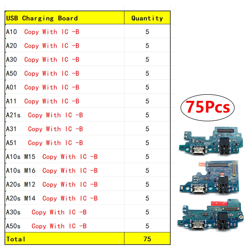 30Pcs USB Charger Charging Dock Port Connector Flex Cable For Samsung A10 A20 A30 A50 A01 A11 A21s A31 A51 A10s A20s A30s A50s Samsung phone repair parts