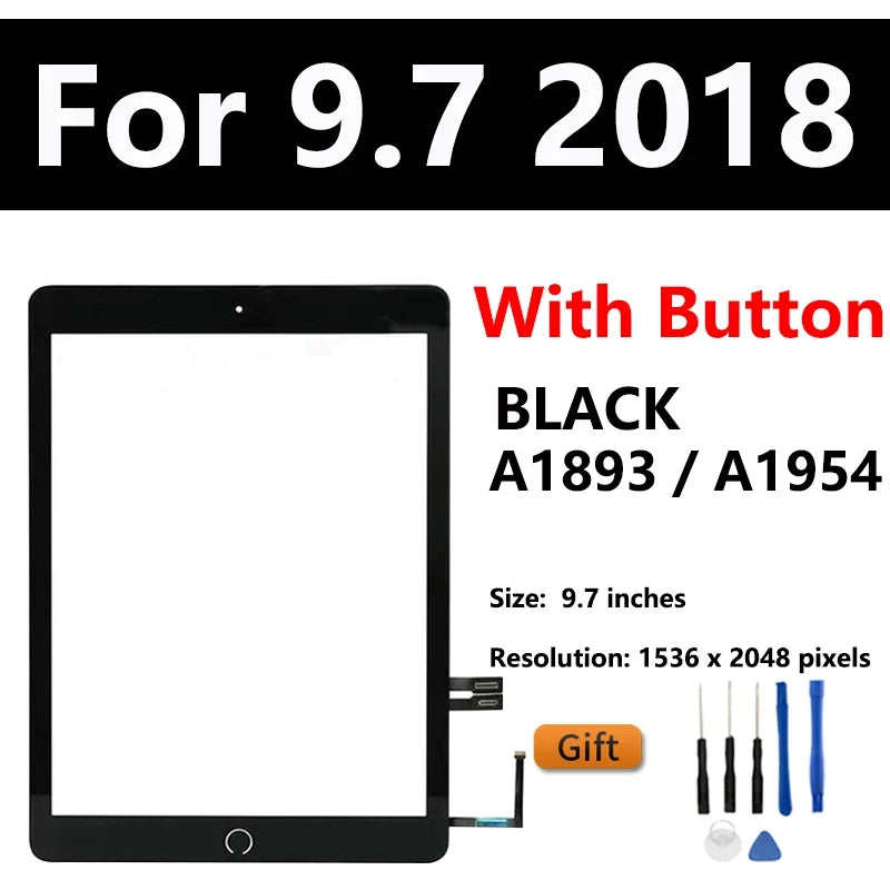 Touch Screen For Apple iPad 5 6 5th 6th A1822 A1893 iPad 9.7 2017 2018 iPad Air 1 2 A1474 A1566 Digitizer Front Glass Display iPad repair parts