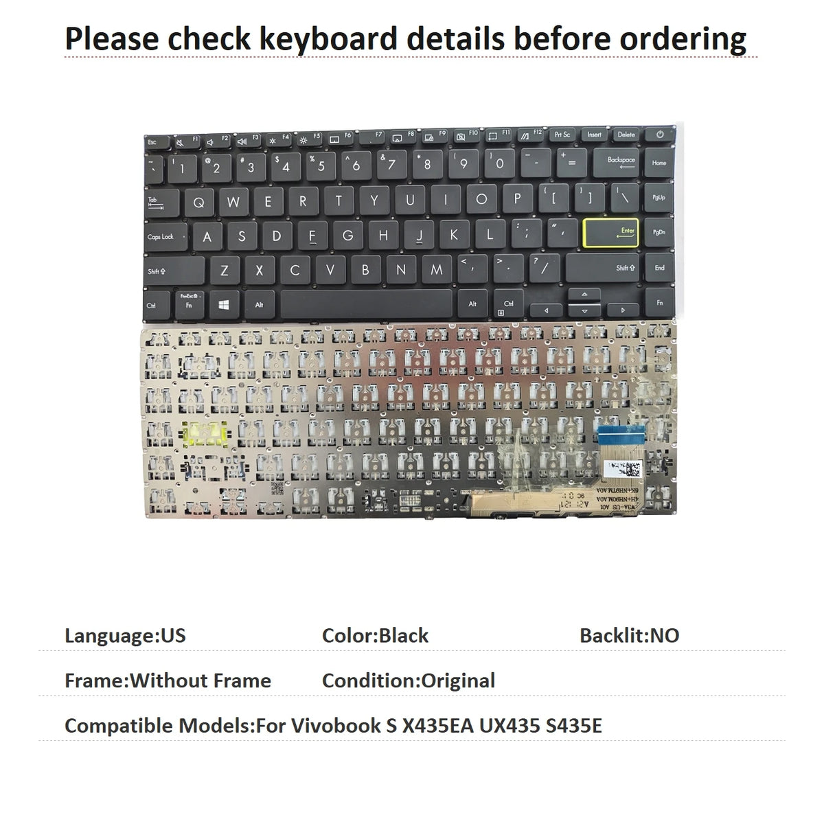 New US Language Backlit Keyboard For ASUS Vivobook S X435EA UX435 S435E Notebook PC Replacement Keyboard ASUS laptop repair parts