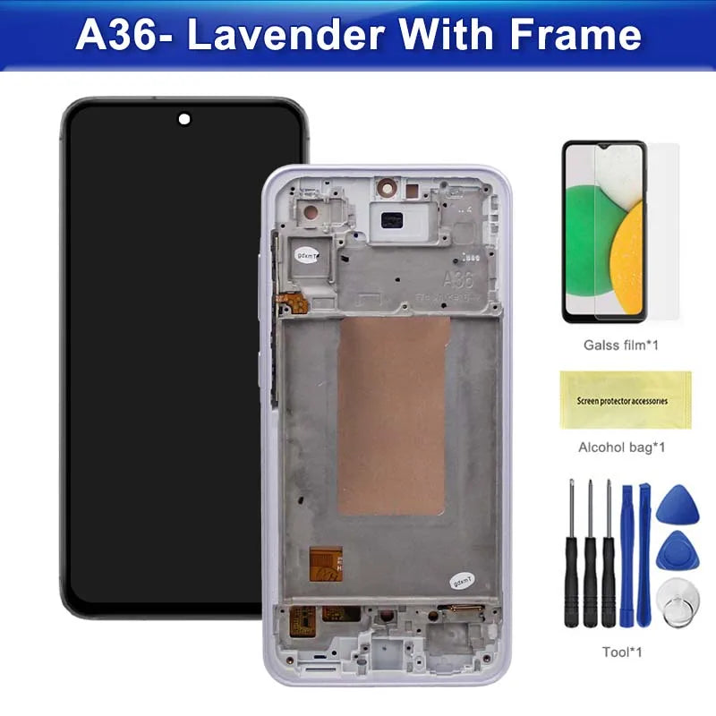 For Samsung A36 5G LCD Display Touch Screen Digitizer with Frame Compatible with SM-A366E, SM-A366B, SSM-A366U Assembly Samsung phone repair parts