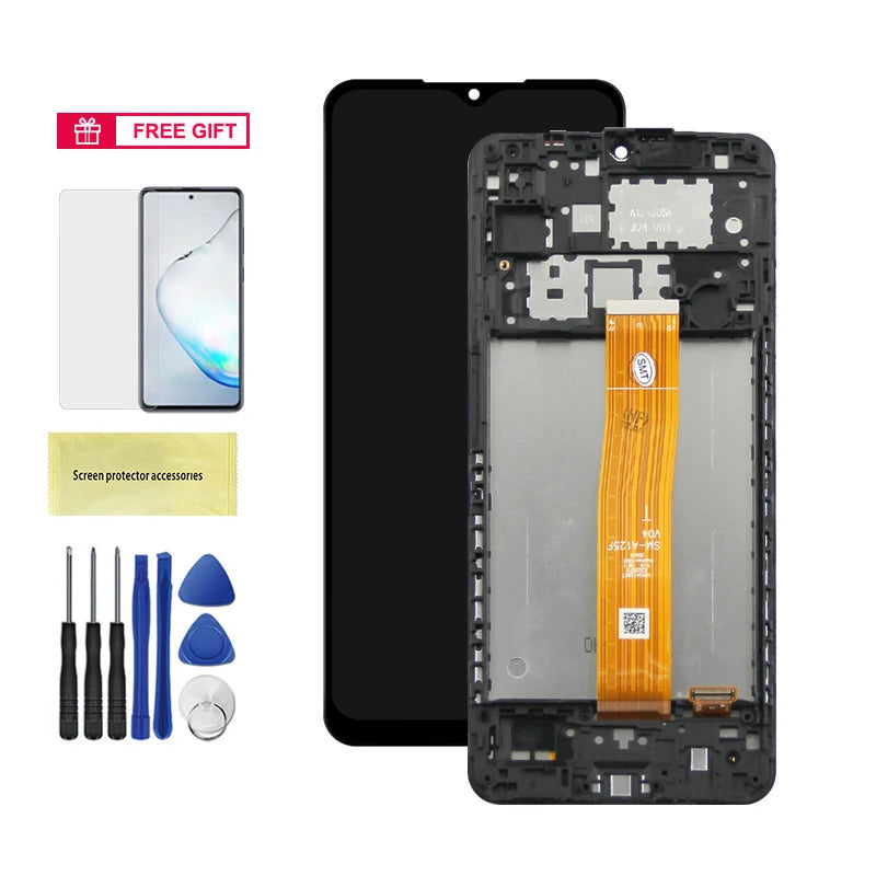 6.5'' A12 Display Screen with Frame, for Samsung Galaxy A12 A125 A125F Lcd Display Touch Screen Digitizer Assembly Replacement Samsung phone repair parts
