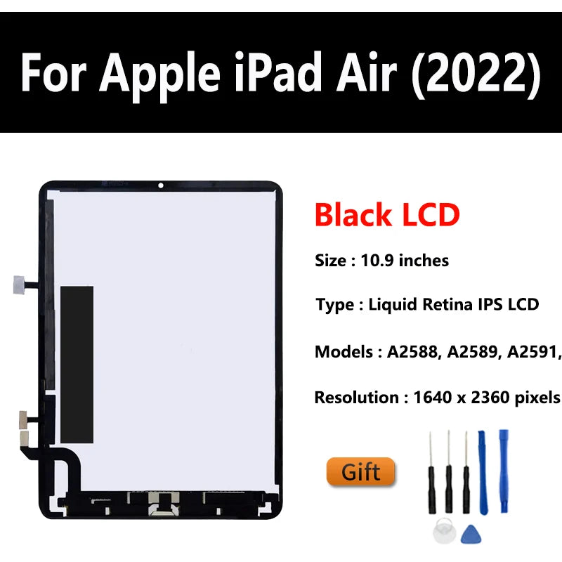 NEW For Apple iPad Air 2022 5th Gen Touch Screen Digitizer Glass Panel & LCD Display Assembly Replacement For iPad A2589 /A2591 iPad repair parts