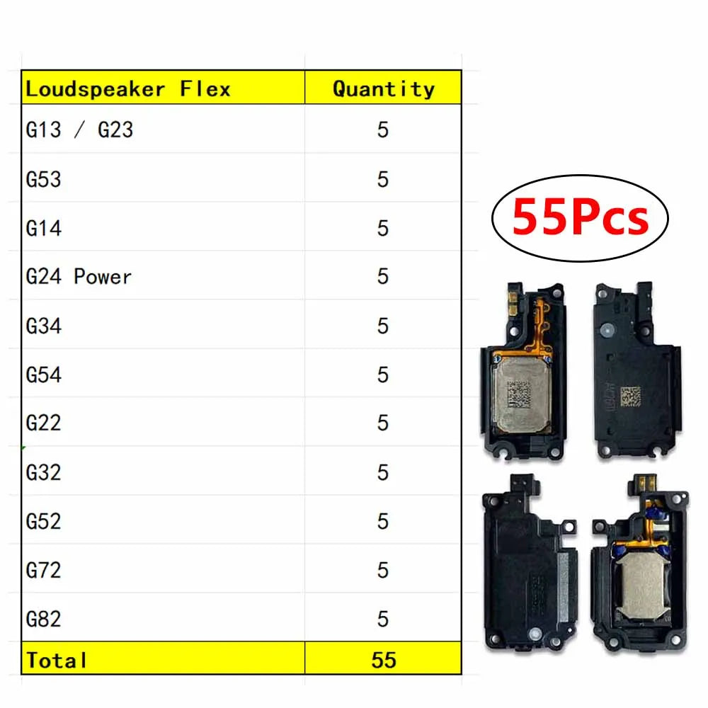 22Pcs, Loud Speaker Buzzer Ringer Loudspeaker Flex Cable For Motorola Moto G13 G23 G53 G14 G34 G54 G22 G32 G52 G72 G82 G24 Powe Motorola phone repair parts