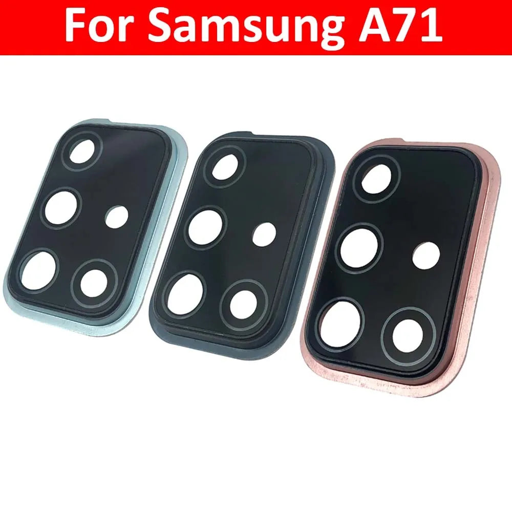 New For Samsung A71 A715 A715F Housing Back Rear Camera Glass Lens With Cover Frame Holder Samsung phone repair parts