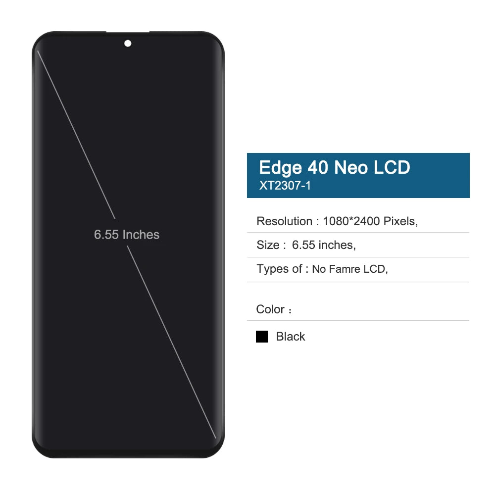 6.55“AMOLED For Motorola Edge 40 Neo XT2307-1 LCD Display Touch Screen with fingerprint For Moto Edge40 XT2303-2 Display Motorola phone repair parts