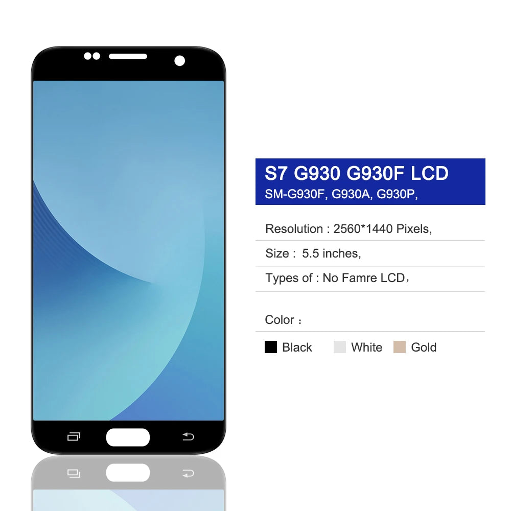 Super AMOLED S7 Display Screen, for Samsung Galaxy S7 G930 G930F G930FD Lcd Display Digital Touch Screen with Frame Replacement Samsung phone repair parts