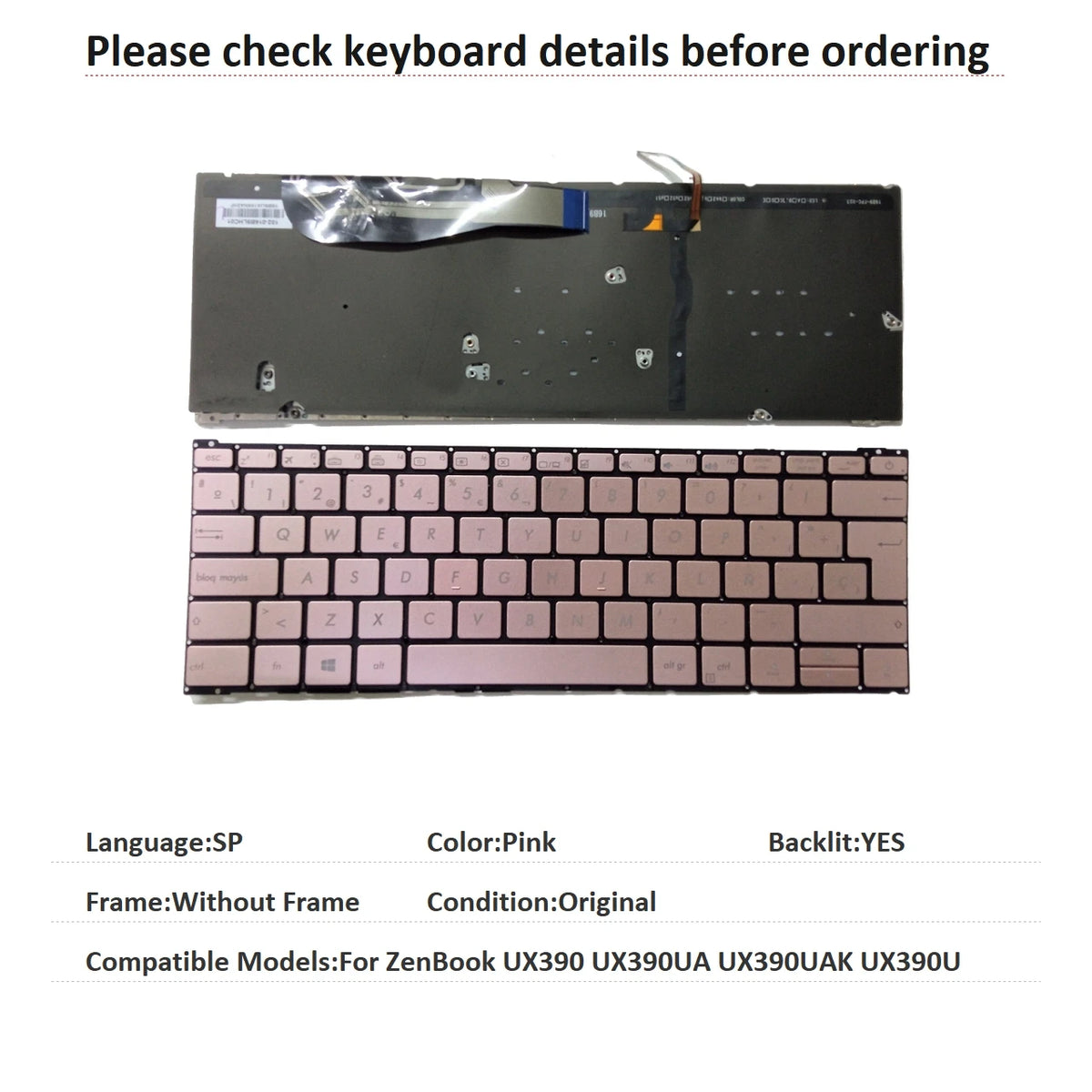 New US Spanish Language Backlit Keyboard For ASUS ZenBook UX390 UX390UA UX390UAK UX390U Notebook PC Replacement Keyboard ASUS laptop repair parts