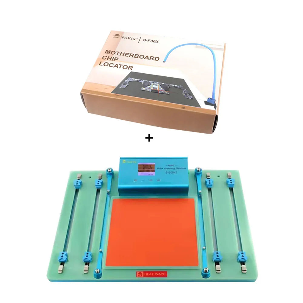 SoFix S-BGN2 BGA Heating Station with S-F30X BGA Chip Locator for Macbook Motherboard Soldering Confirm Chip Positioning Points Professional Repair Tools