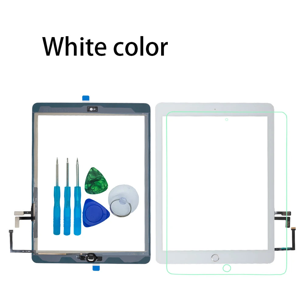 For iPad Air 1 Touch Screen Digitizer Glass A1474 A1475 A1476 with Home Button,Camera Holder,Adhesive,Tool Kit+Tempered Glass iPad tablet repair parts