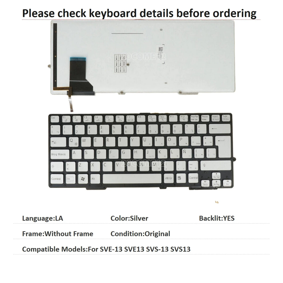 New Spanish Latin Language Backlit Keyboard For Sony SVE-13 SVE13 SVS-13 SVS13 Notebook PC Replacement Keyboard SONY laptop repair parts