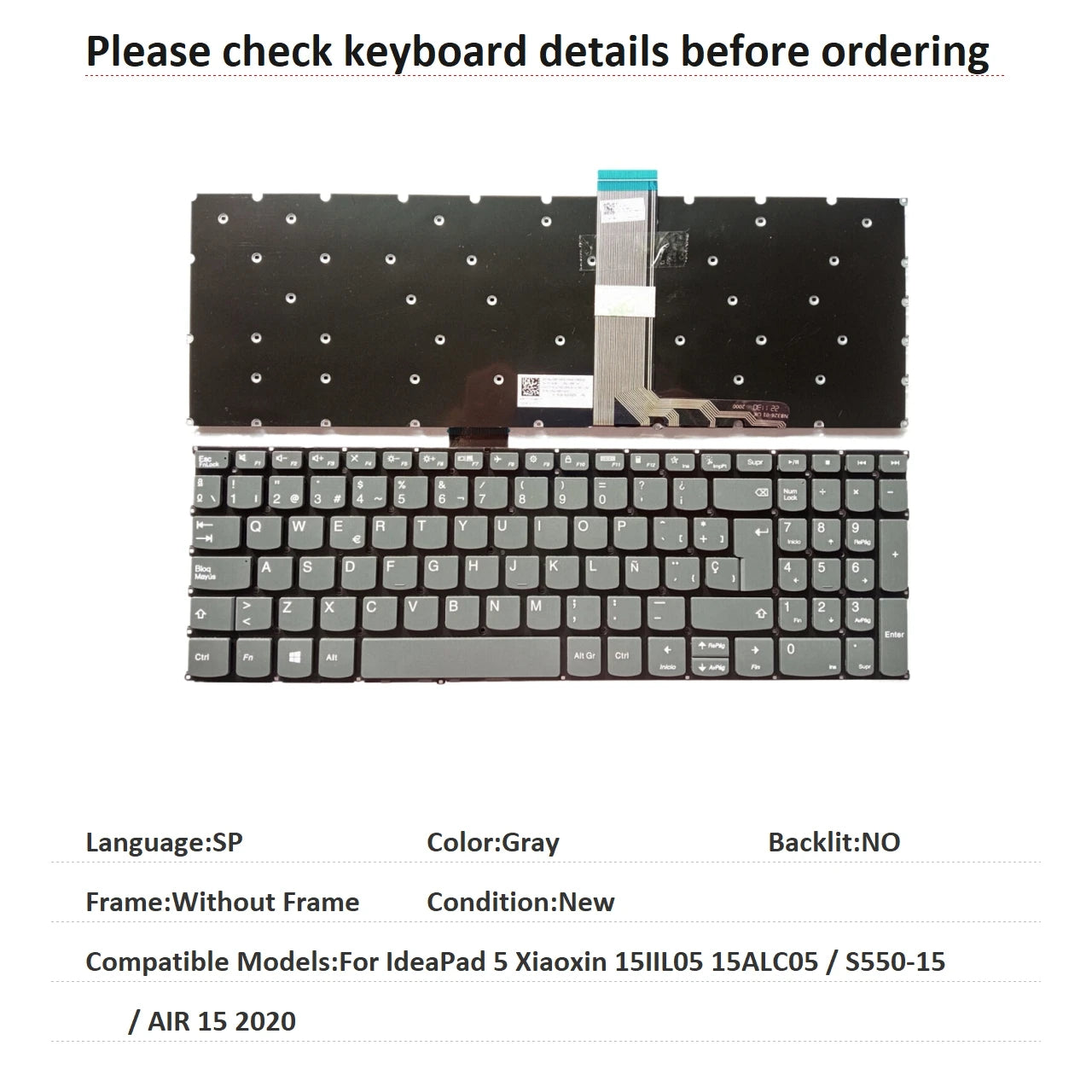New US Russian Spanish Brazil Language Backlit Keyboard For Lenovo IdeaPad 5 Xiaoxin 15IIL05 15ALC05 / S550-15 / AIR 15 2020 Lenovo laptop repair parts