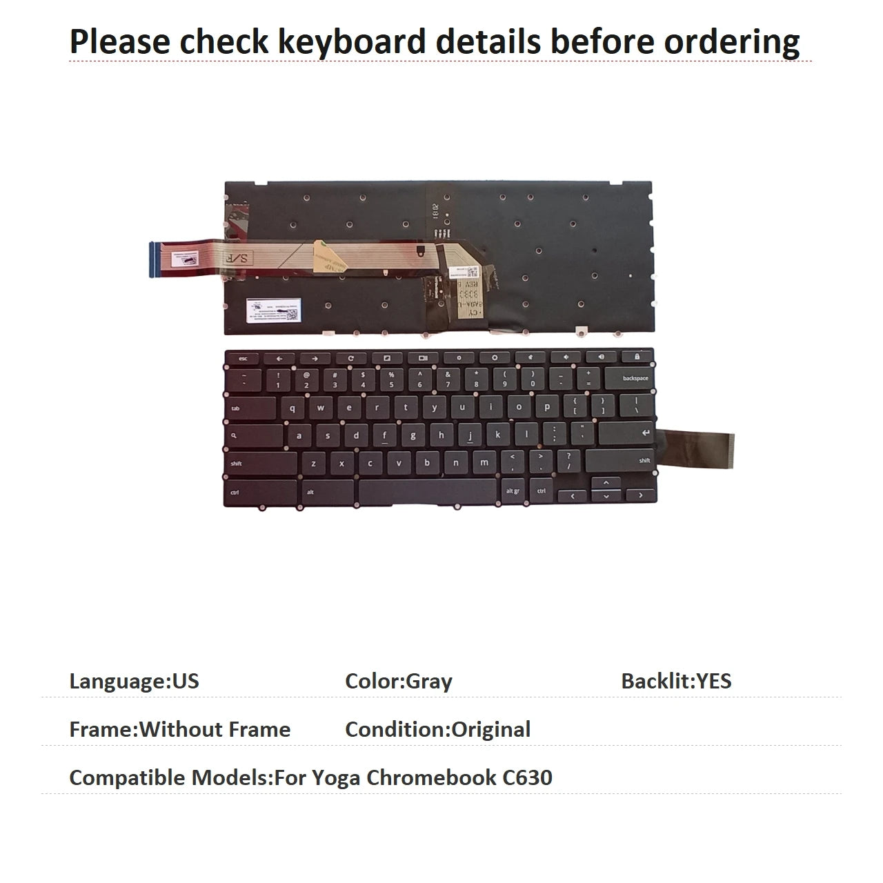 New US Russian Language Backlit Chromebook Keyboard For Lenovo Yoga Chromebook C630 Notebook PC Replacement Keyboard Lenovo laptop repair parts
