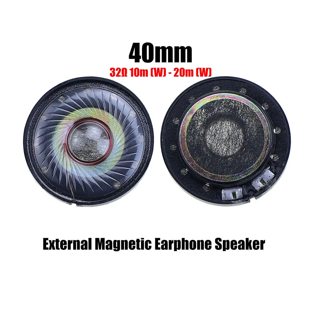 2pcs 32 ohm 32R 10m(W)-20m(W) 27mm 30mm 40mm 50mm Headset Driver Hifi Headphone Speaker Magnetic Noise Reduction Loudspeaker Game console repair parts