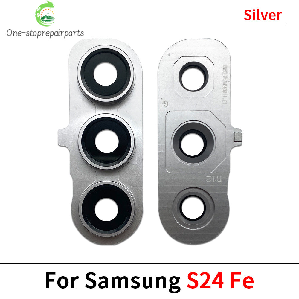 New Rear Camera Glass Lens Cover With Frame Holder For Samsung A26 A56 A34 A54 S24 Fe 5G Replacement Parts Samsung phone repair parts
