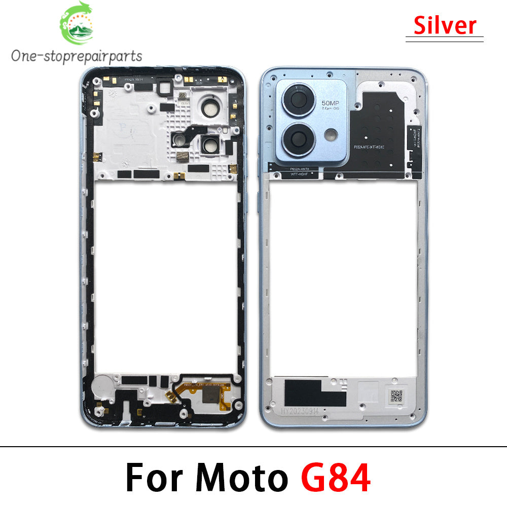 10Pcs, For Motorola For Moto G22 G42 G52 G82 G84 Middle Housing Cover Frame Bezel with Lens Glass Frame Parts Motorola phone repair parts
