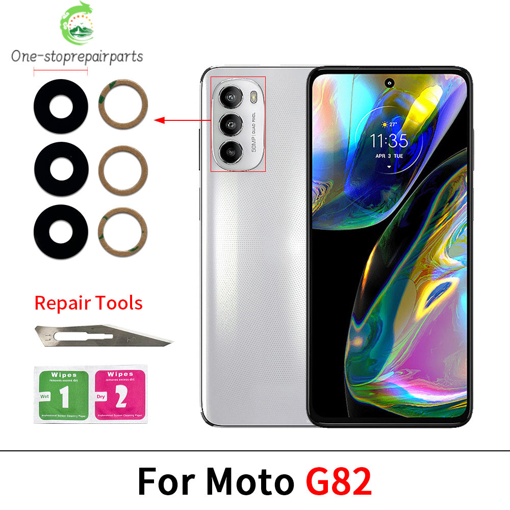 100Pcs, Back Rear Camera Glass Lens With Adhesive For Moto G22 G32 G42 G52 G62 G13 G23 G53 G73 G14 G24 G34 G54 G84 G04 G82 5G Motorola phone repair parts