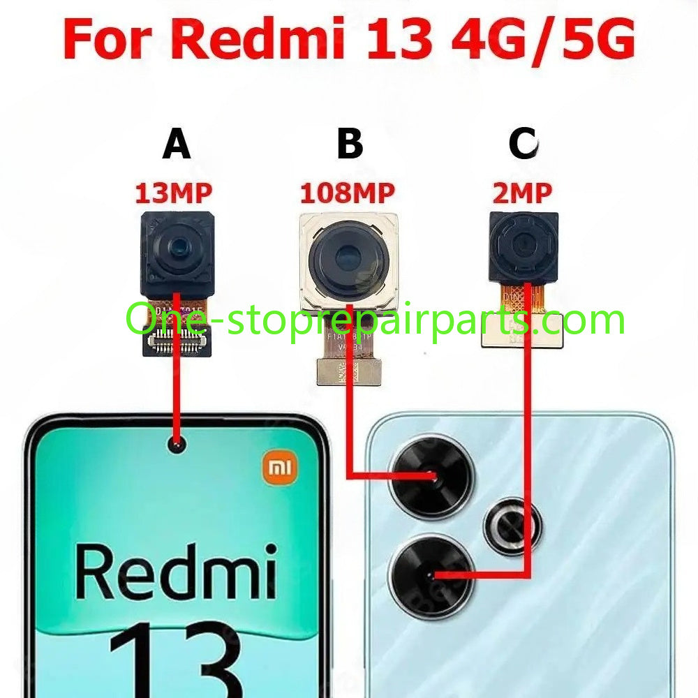 Camera For Xiaomi Redmi 13 4G 5G Rear Backside Front Facing Frontal Selfie Back Camera Module Xiaomi phone repair parts