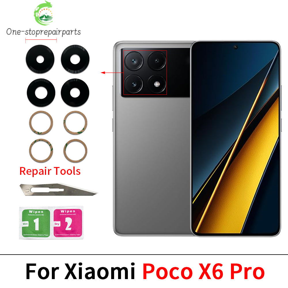 2Pcs/Lot, Camera Glass For Xiaomi Poco F5 F6 M5 M5s M6 X5 X6 Pro 4G 5G Rear Back Camera glass Lens With Adhesive Xiaomi Xiao mi phone repair parts