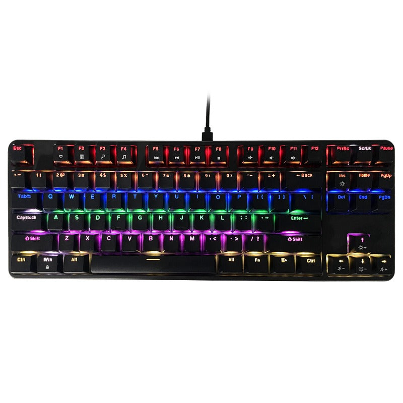 87-key true mechanical keyboard with mixed light RGB plug enhances the appearance level and is suitable for e-sports, office games and other uses