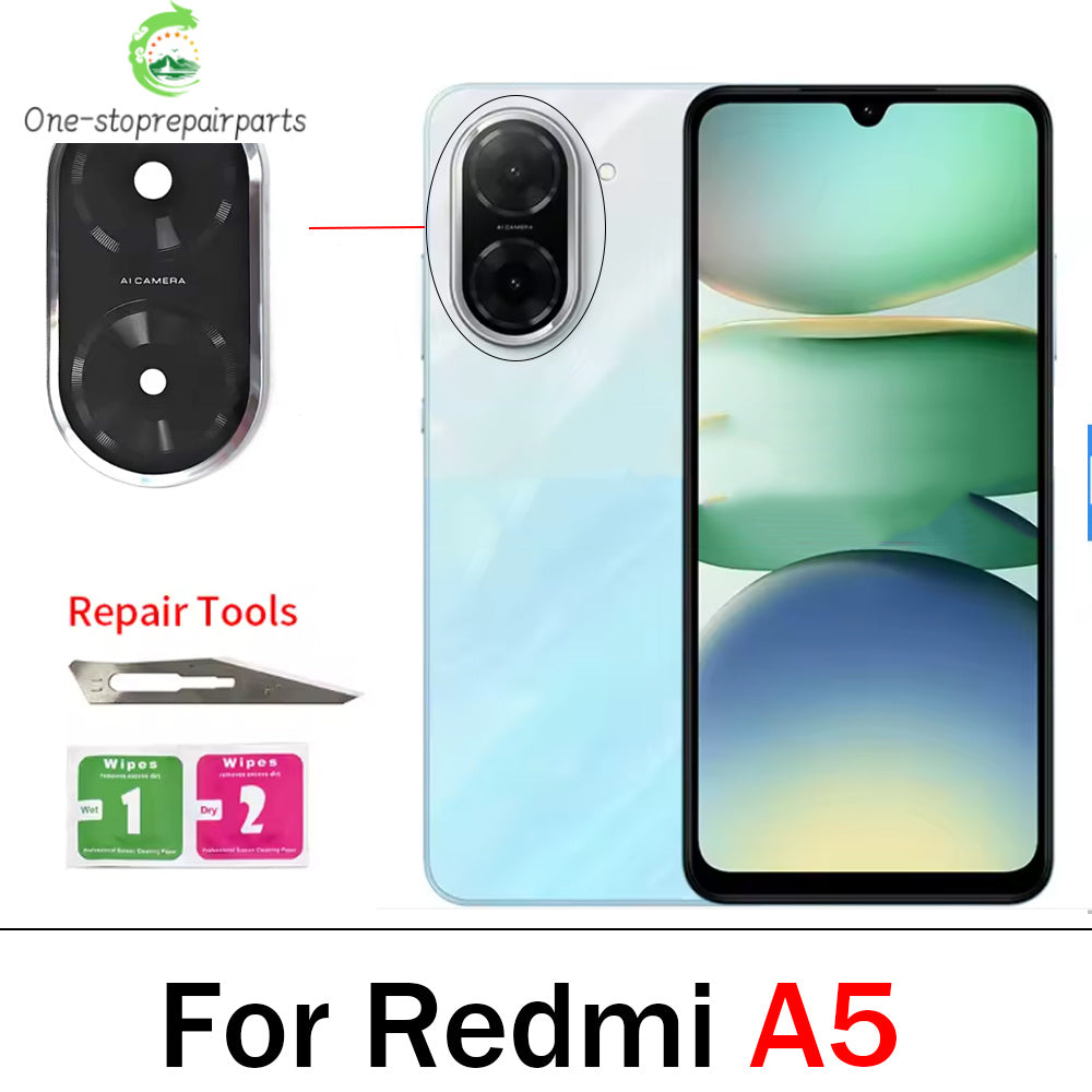 New For Redmi A1 A2 A3 A5 Plus Rear Back Camera Glass Lens With Ahesive Sticker Redmi phone repair parts