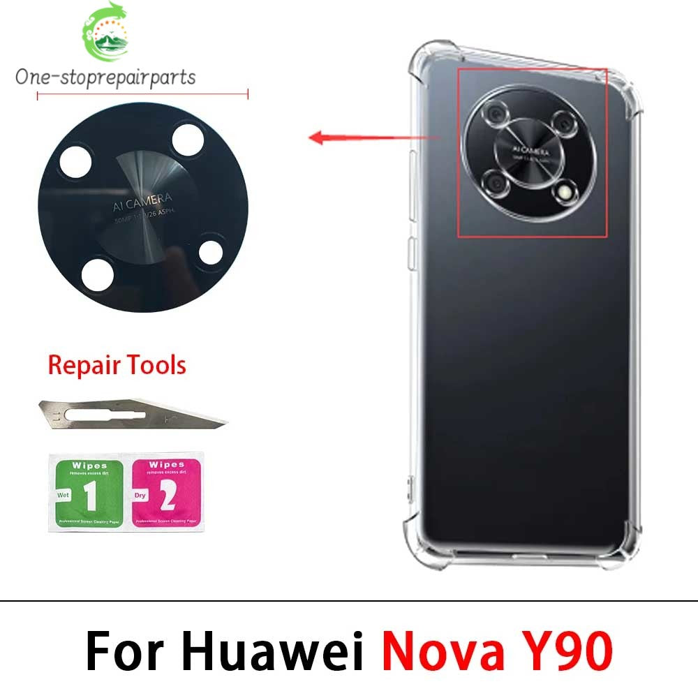 10Pcs,Rear Back Camera Glass Lens For Huawei Nova Y60 Y70 Plus Y90 With Adhesive Huawei phone repair parts