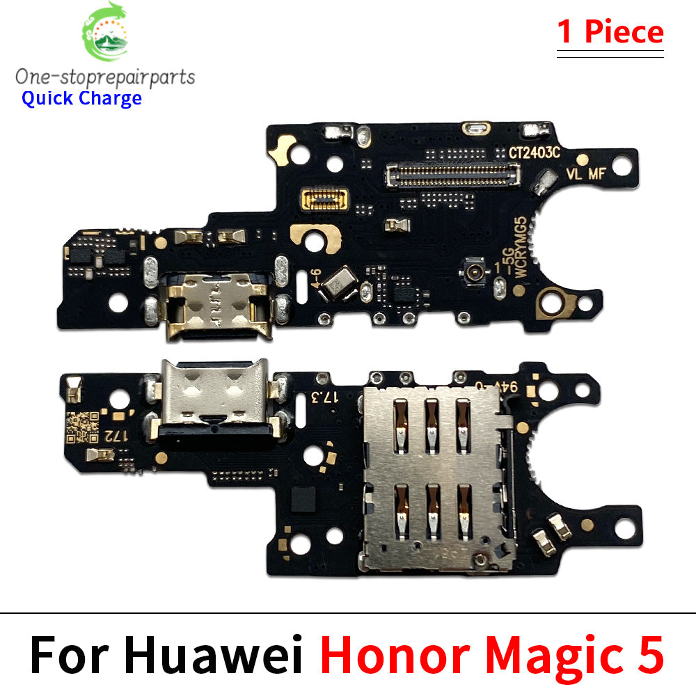 10Pcs, USB Charging Port Dock Charger Plug Connector Board Flex Cable For Huawei Honor 60 70 80 90 Pro Se Magic 4 5 6 Pro Lite Huawei phone repair parts
