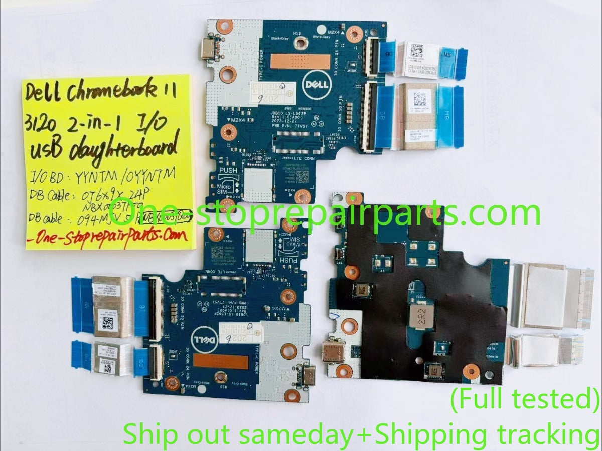USB daughterboard for Dell Chromebook 11 3120-P30T (2-in-1; 2024) WWAN/USB I/O Circuit Board  2-in-1 ONLY JDB10 LS-L562P 7TV57 DB cable 0J6X9X 24P NBX00037P00  094MJV 50P NBX00037Q00