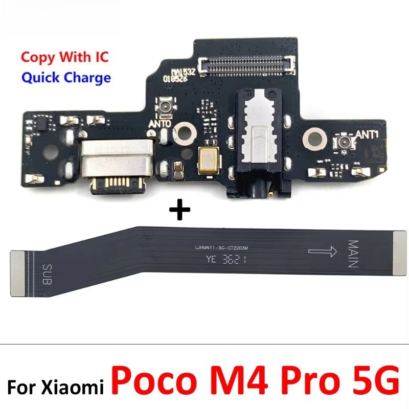 10Pcs/Lot, USB Charging Board Connector Port Dock Flex Cable For Xiaomi Poco F1 F2 F3 F4 F5 X3 X4 X5 X6 M3 M4 M5s Pro 4G 5G GT  Xiaomi  Xiao mi phone repair parts