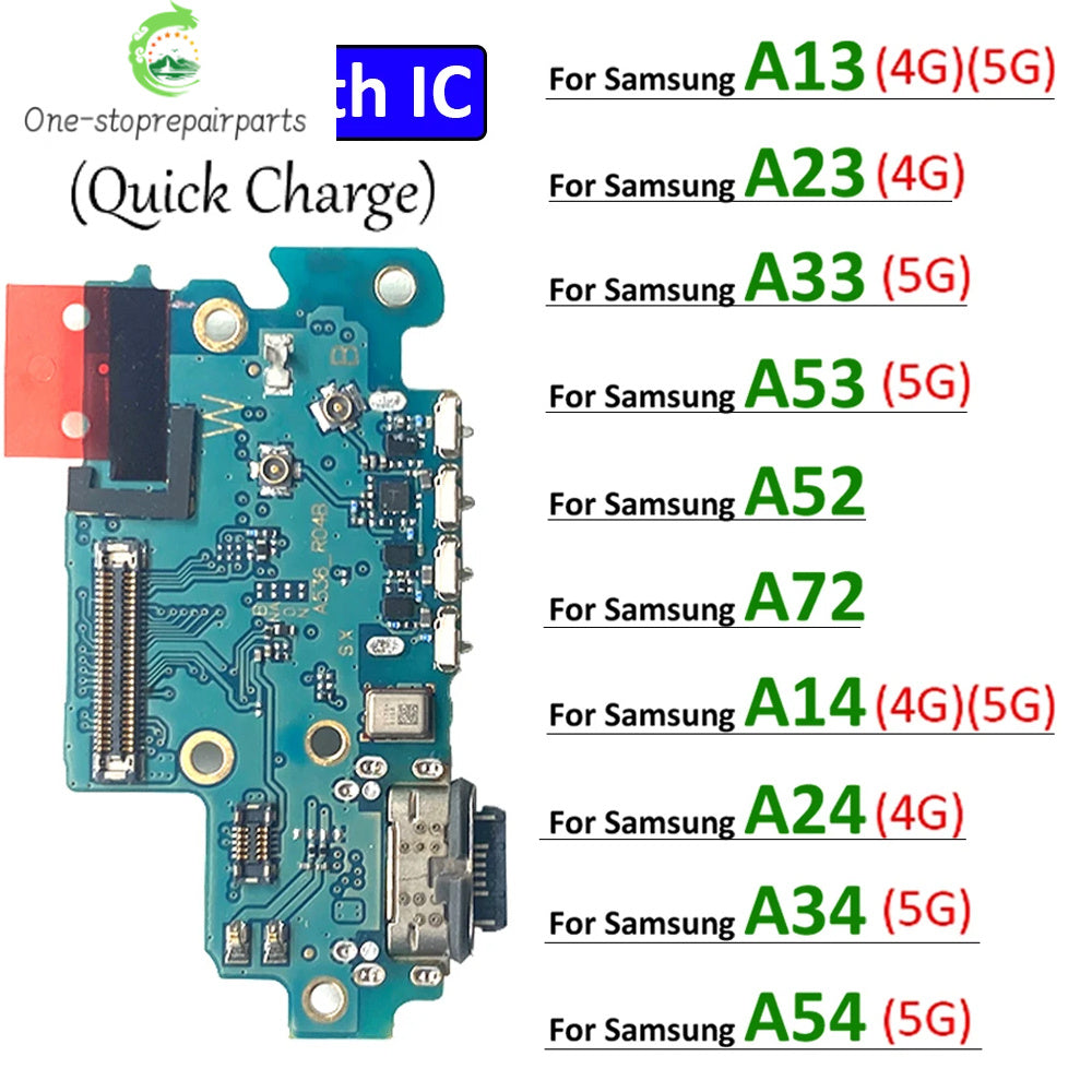 For Samsung A13 A23 A33 A53 A52 A72 A14 A24 A34 A54 4G 5G USB Charging Port Dock Charger Connector Board With Micro Flex Cable Samsung phone repair parts