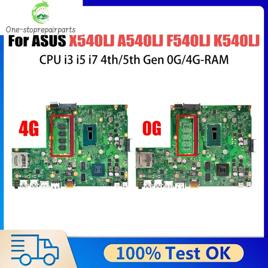 X540LJ Mainboard For ASUS A540LJ X540LA F540LJ K540LJ R540LJ X540L Laptop Motherboard CPU I3 I5 I7 4th/5th Gen 0G/4G-RAM GT920M ASUS laptop repair parts