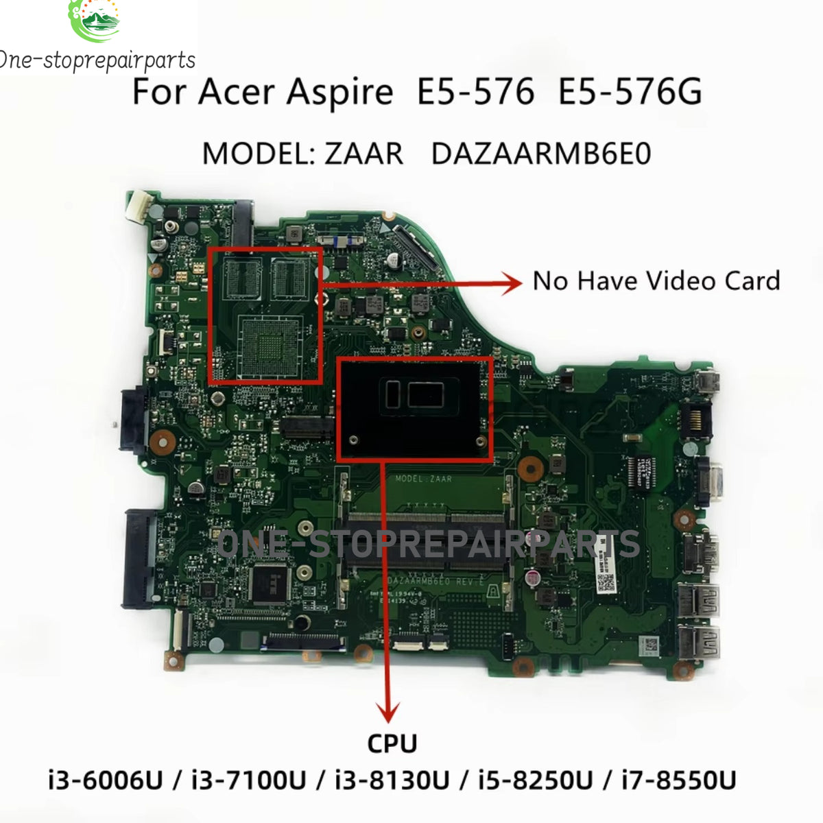 MODEL:ZAAR DAZAARMB6E0 For Acer Aspire E5-576 E5-576G Laptop Motherboard With i7 i5 i3-8130U CPU DDR3L NBGRX11001 NB.GRX11.001 Acer laptop repair parts