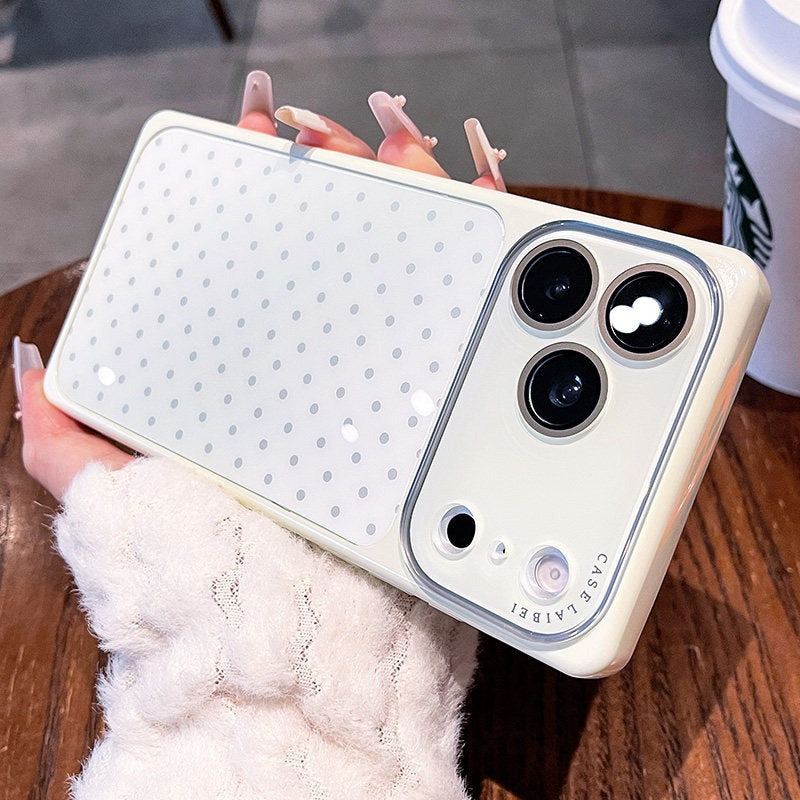 Square shell polka dot for iPhone 17promax mobile phone case The new iPhone16 seconds becomes larger Windows gradually change smudge women's case 15pro integrated lens film case Phone accessories