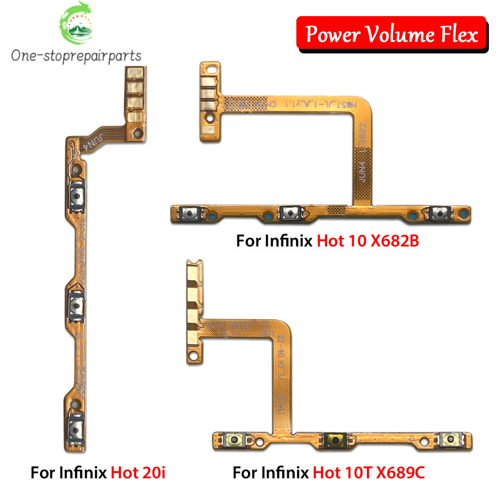 10Pcs, Power Switch On/Off Button Volume Key Button Flex Cable For infinix Hot 10 11 12 12i 20 30 30i 40 40i 50i Play Pro 4G 5G  infinix phone repair parts