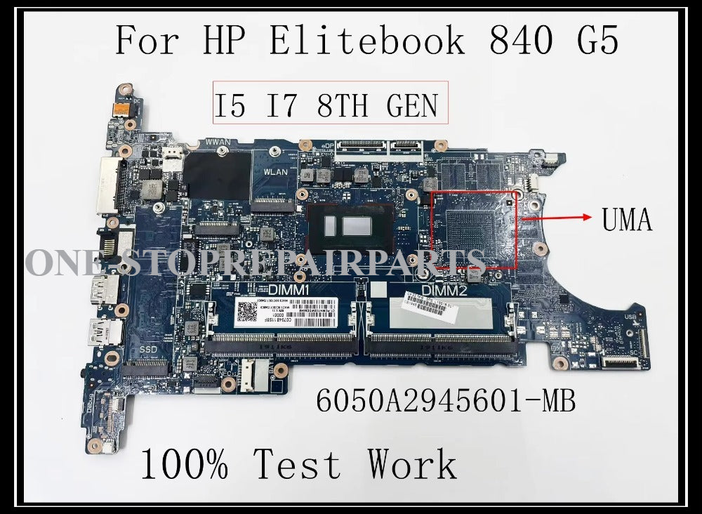 For HP Elitebook 840 G5/850 G5 Laptop Motherboard 6050A2945601-MB With  I5 I7 8TH GEN CPU UMA DDR4 100% Test Work HP laptop repair parts